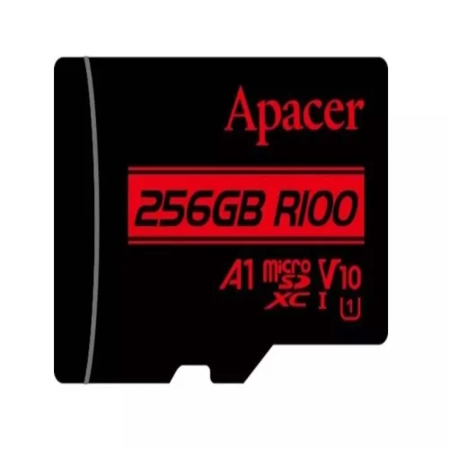کارت حافظه میکرو اس دی 256 گیگابایت اپیسر مدل Apacer MicroSD XC CL10 U1 UHS l V10 A1 W/0 R100 با گارانتی 36 ماهه شرکتی