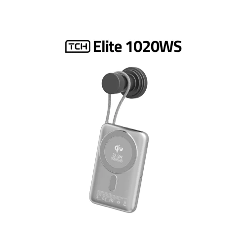 پاوربانک 10000 میلی آمپر تی سی اچ 22.5 وات مدل TCH PB Elite 1020WS دارای کابل USB-C با گارانتی 18 ماهه شرکتی