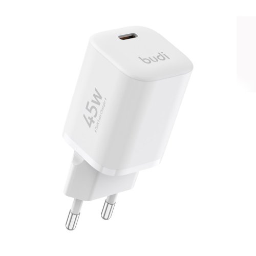 شارژر دیواری فست 45 وات بودی مدل Budi AC020E با یک خروجی USB-C با گارانتی 18 ماهه شرکتی (6 ماه تعویض)