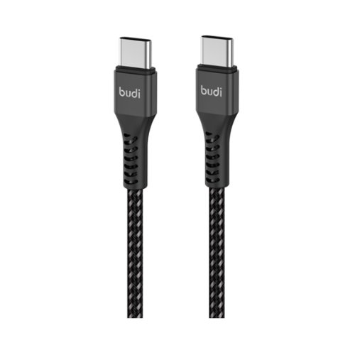 کابل شارژ کنفی USB-C به USB-C بودی مدل Budi DC210TT10B توان 65 وات طول 1 متر با گارانتی ۱۸ ماهه شرکتی (۶ ماه تعویض)
