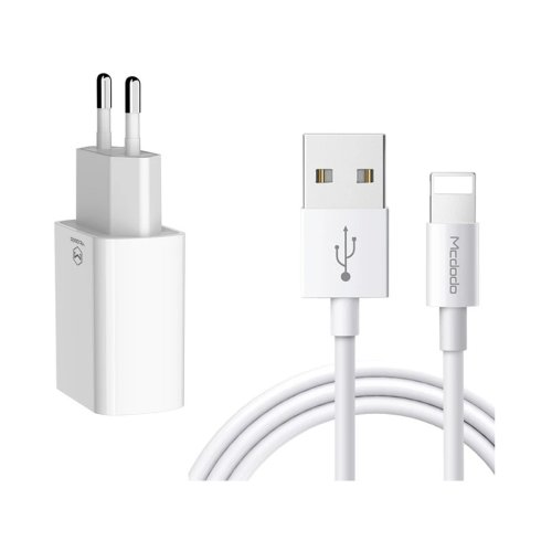 شارژر دیواری 12 وات مک دودو مدل Mcdodo CH-6720 با 2 خروجی USB به همراه کابل لایتنینگ با گارانتی 18 ماهه شرکتی