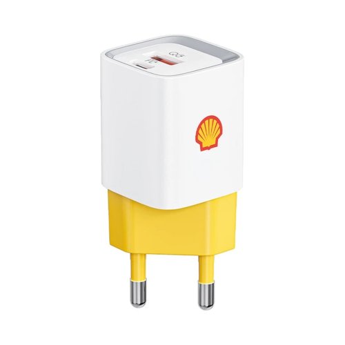شارژر دیواری 20 وات شل مدل Shell SWC14 با 1 خروجی USB-C و 1 خروجی USB با گارانتی 18 ماهه شرکتی