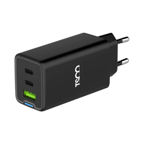 شارژر دیواری 65 وات تسکو مدل TSCO TTC 71 با 2 خروجی USB-C و 1 خروجی USB با گارانتی 12 ماهه شرکتی