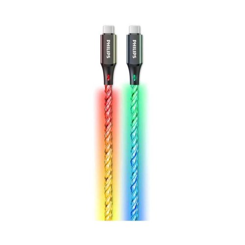 کابل شارژ USB-C به USB-C فیلیپس مدل Philips DLC5130C توان 60 وات طول 1 متر با گارانتی 24 ماهه شرکتی